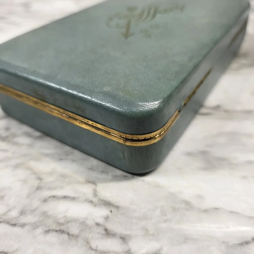 Vintage Genuine Tory Jewel Box 50's 60's Blue Velvet Interior READ Description